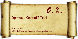 Oprea Kocsárd névjegykártya